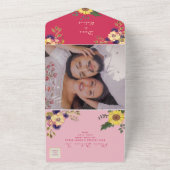 ひまわりボホピンクウェディング オールインワン招待状 (外側)