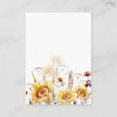 ひまわりボホワイルドフラワーブライダルシャワー推測キス エンクロージャーカード (裏面)