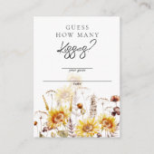 ひまわりボホワイルドフラワーブライダルシャワー推測キス エンクロージャーカード (正面)