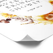 ひまわりボホワイルドフラワーモダンブライダルシャワー ポスター (角)