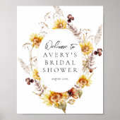 ひまわりボホワイルドフラワーモダンブライダルシャワー ポスター (正面)