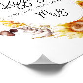 ひまわりボホワイルドフラワーモダンブライダルシャワー ポスター (角)