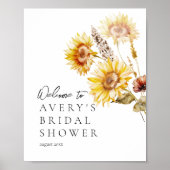 ひまわりボホワイルドフラワーモダンブライダルシャワー ポスター (正面)