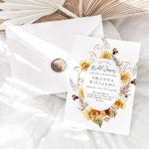 ひまわりボホワイルドフラワーモダンブライダルシャワーInv