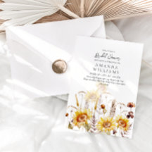 ひまわりボホワイルドフラワーモダンブライダルシャワーInv