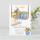 ひまわりポーチスイングイエローブルーヒマワリミツバチ 招待状 (スタンド正面)