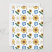 ひまわりポーチスイングイエローブルーヒマワリミツバチ 招待状 (裏面)