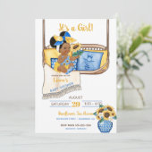 ひまわりポーチスイングイエローブルーヒマワリミツバチ 招待状 (スタンド正面)