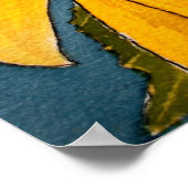 ひまわりマクロフォークアートポスタープリント ポスター (角)