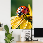 ひまわりマクロ写真のラディバグ ポスター (ホームオフィス)