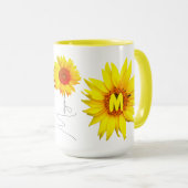 ひまわりマグカップ | Mom Ever 最高の (モノグラムと名前) マグカップ (正面右)