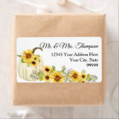 ひまわりマスタードフローラ水彩ホワイトカボチャ ラベル (インサイチュ)