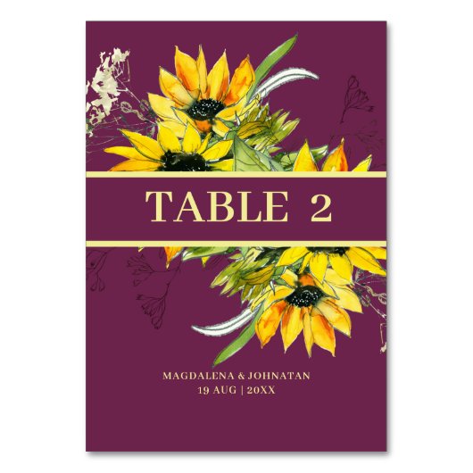 ひまわりマゼンタ紫の表番号カード テーブルナンバー (裏面)