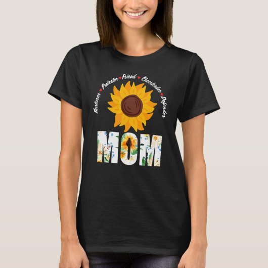 ひまわりママ保育士プロテクターフレンドかわいいママ Tシャツ (正面)