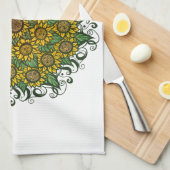 ひまわりマンダラ自然恋人ひまわりフローラ キッチンタオル (四つ折り)