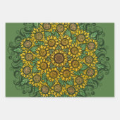 ひまわりマンダラ自然恋人ひまわりフローラ ラッピングペーパーシート (正面3)