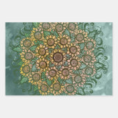 ひまわりマンダラ自然恋人ひまわりフローラ ラッピングペーパーシート (正面2)