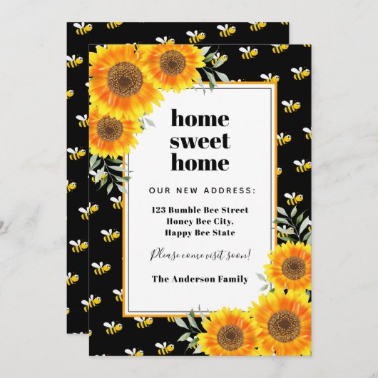 ひまわりミツバチは新しい家を移動 案内状 (正面/裏面)