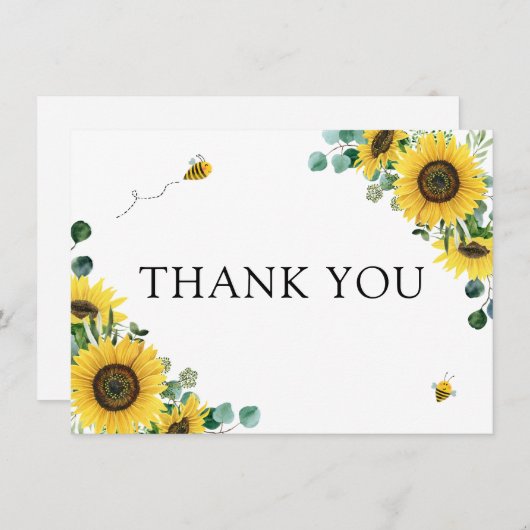 ひまわりミツバチ赤ちゃんシャワーありがとう (正面/裏面)