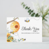 ひまわりミツバチ赤ちゃんシャワーありがとう カード (スタンド正面)