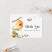 ひまわりミツバチ赤ちゃんシャワーありがとう カード (正面/裏面インサイチュ)