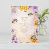 ひまわりミツバチ赤ちゃんシャワーママへミツバチ赤ちゃんシャワー 招待状 (スタンド正面)