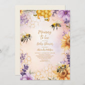 ひまわりミツバチ赤ちゃんシャワーママへミツバチ赤ちゃんシャワー 招待状 (正面/裏面)