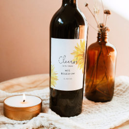 ひまわりミニマルブライダルシャワーワインラベル ワインラベル