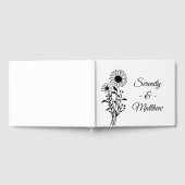 ひまわりミニマル白黒結婚フローラ ゲストブック (全面)