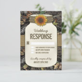 ひまわりメイソンジャー迷彩柄ウェディングRSVPカード 出欠カード (スタンド正面)