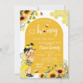 ひまわりメキシコの女の子ハニービー赤ちゃんシャワー 招待状 (正面)