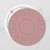 ひまわりモザイクラウンドノートカードバラ赤 サンキューカード (正面/裏面)