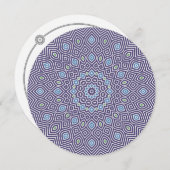 ひまわりモザイクラウンドノートカード（青） サンキューカード (正面/裏面)