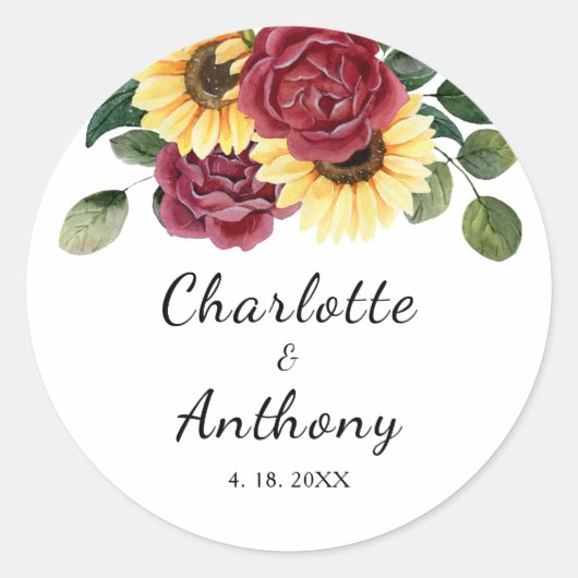 ひまわりモダンとバラフローラ ラウンドシール (正面)