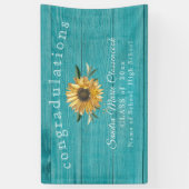 ひまわりモダンの卒業素朴ティール(緑がかった色)ウッドバーン 横断幕 (縦)