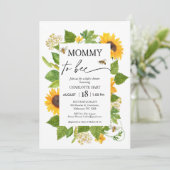 ひまわりモダンの花Mommy To Bee Baby Shower 招待状 (スタンド正面)