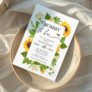 ひまわりモダンの花Mommy To Bee Baby Shower 招待状