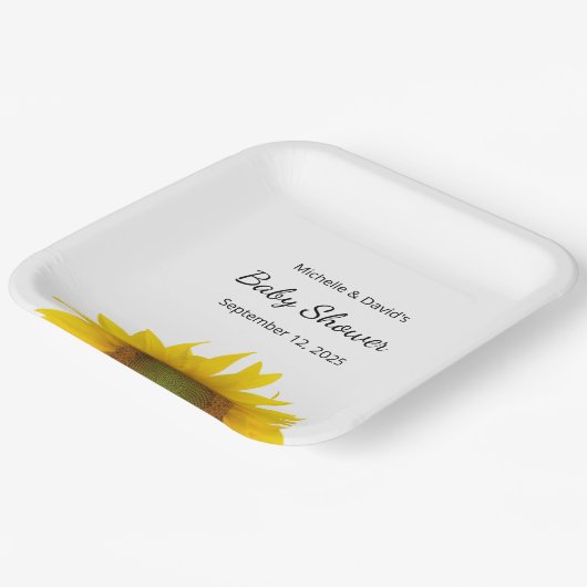 ひまわりモダンの赤男女兼用ちゃんシャワー ペーパープレート (傾斜あり)