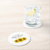 ひまわりモダンの赤男女兼用ちゃんシャワー ラウンドペーパーコースター (インサイチュ)