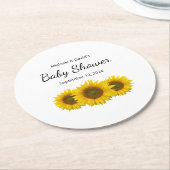 ひまわりモダンの赤男女兼用ちゃんシャワー ラウンドペーパーコースター (アングル)
