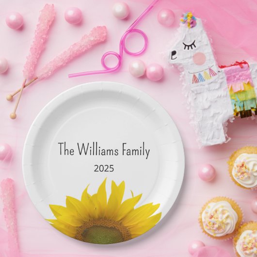 ひまわりモダンサマーファミリー懇親会バーベキュー ペーパープレート (パーティー)