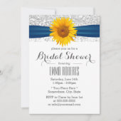 ひまわりモダンシルバーグリッターブライダルシャワー 招待状 (正面)