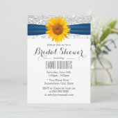 ひまわりモダンシルバーグリッターブライダルシャワー 招待状 (スタンド正面)