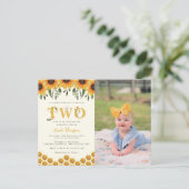 ひまわりモダンハニカムSecond Bee-day写真 インビテーションポストカード (スタンド正面)