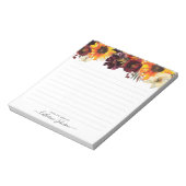 ひまわりモダンバーガンディバラフローラ水彩 ノートパッド (回転)