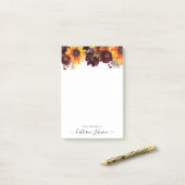 ひまわりモダンバーガンディバラフローラ水彩 ポストイット (デスク上)