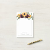 ひまわりモダンバーガンディバラフローラ水彩 ポストイット (デスク上)