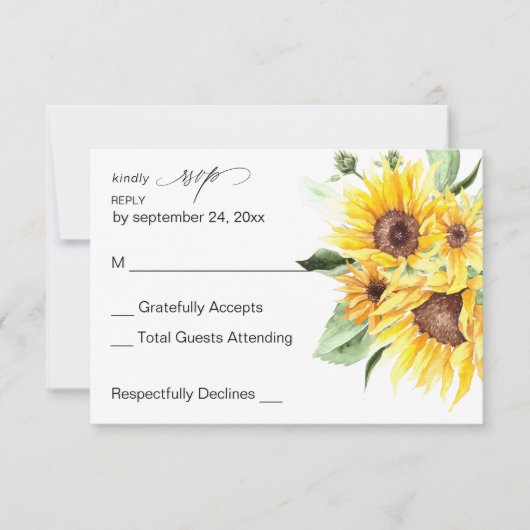ひまわりモダンフローラの食事RSVP 出欠カード (正面)