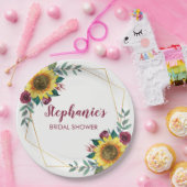 ひまわりモダンフローラブライダルシャワー ペーパープレート (パーティー)