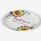 ひまわりモダンフローラブライダルシャワー ペーパープレート (アングル)